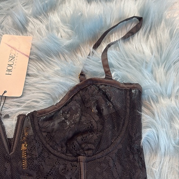 NWT House of CB Bustier Corset Sheer Overlay Black - Picture 5 of 11